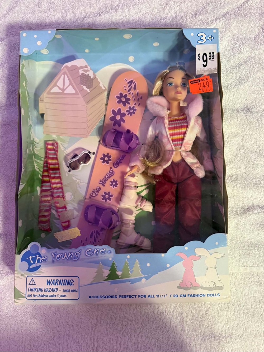 The Young One Winter Sport Doll Blonde Hair Scarf SnowBoard Accessories NRFB
